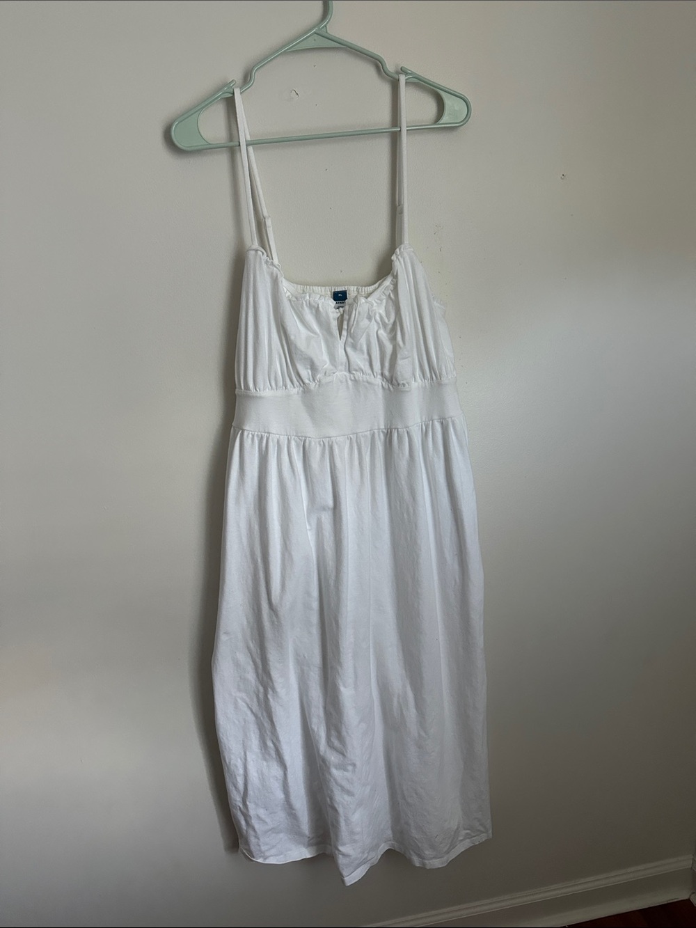 White Cotton Spaghetti-Strap Sleep Dress